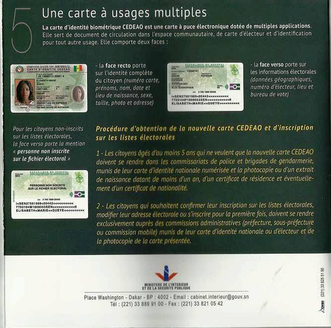 nouvelle carte didentite biometrique cedeao
