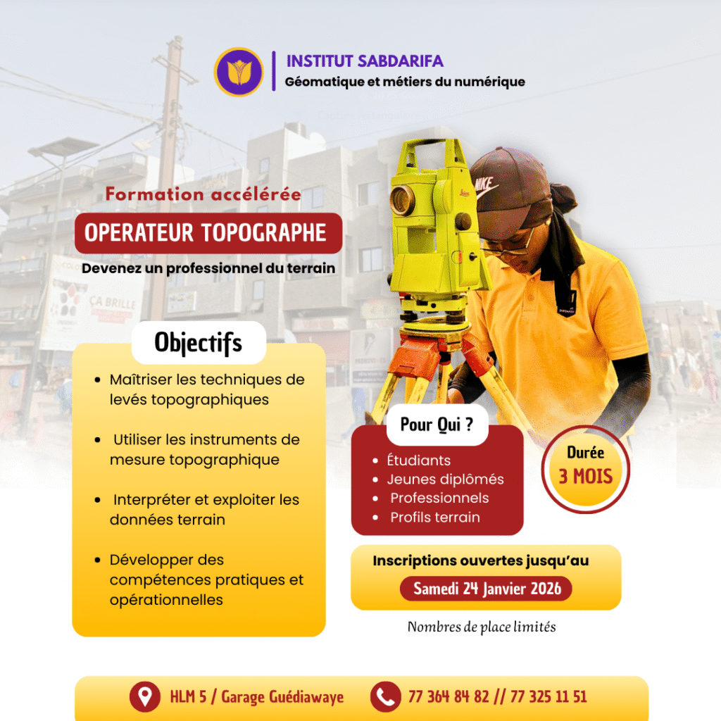 Institut SABDARIFA: Nouvelle offre de formation accélérée en Opérateur Topographe